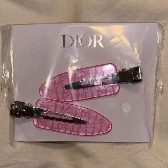 Dior GWP Pink Logo Hair Clips - Picture 1 of 2